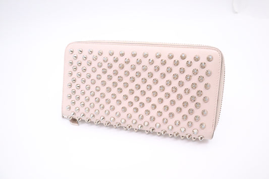 Louboutin Long Zippy Wallet in Spiky Pink Leather