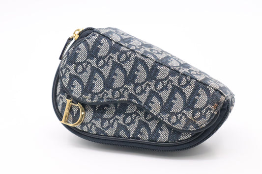 Dior Saddle Pouch in Blue Oblique Canvas