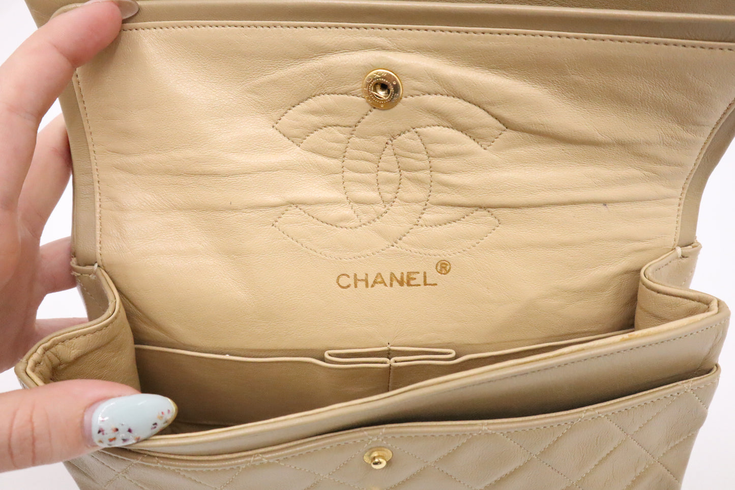 Chanel Small Double Flap in Dark Beige