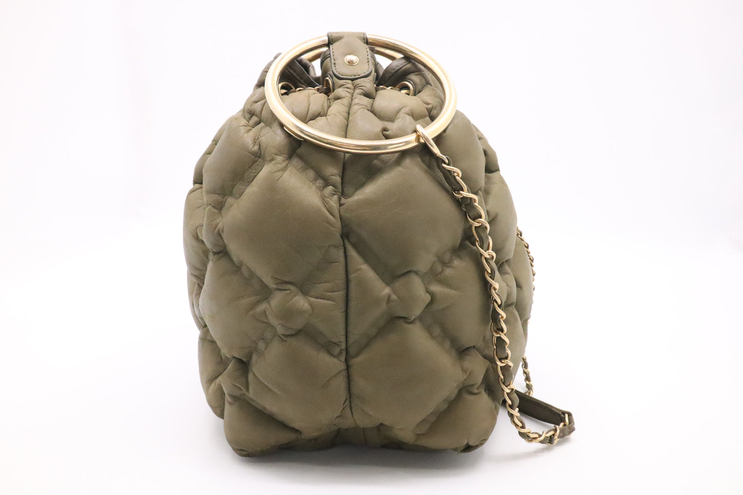 Chanel Bubble Bucket Bag in Military Green Leather