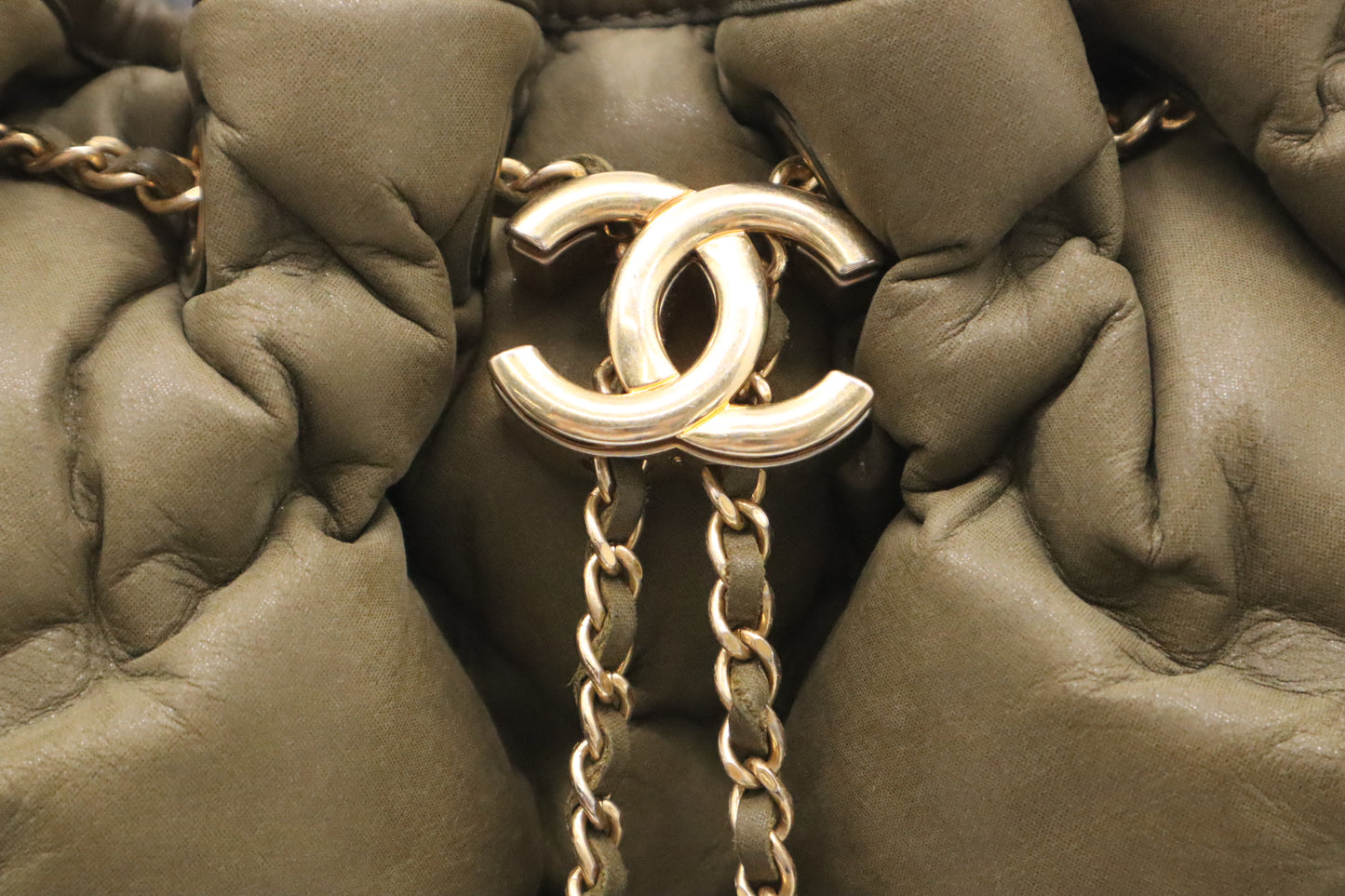 Chanel Bubble Bucket Bag in Military Green Leather