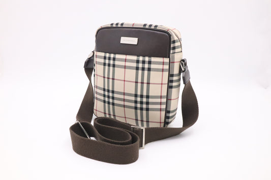 Burberry Crossbody Bag in Beige Check Canvas
