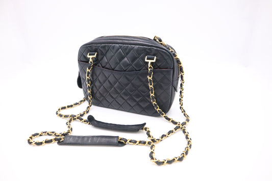 Chanel Camera Bag in Black Mattelassé Leather
