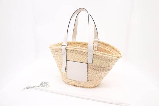 Loewe Basket in Raffia and Calfskin Leather