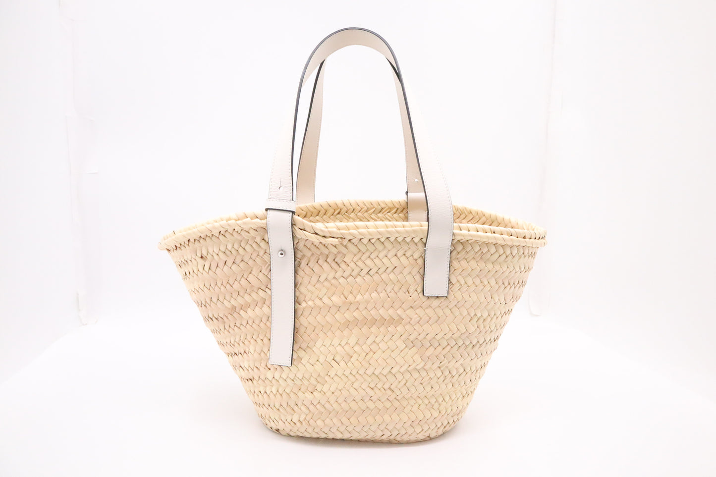 Loewe Basket in Raffia and Calfskin Leather