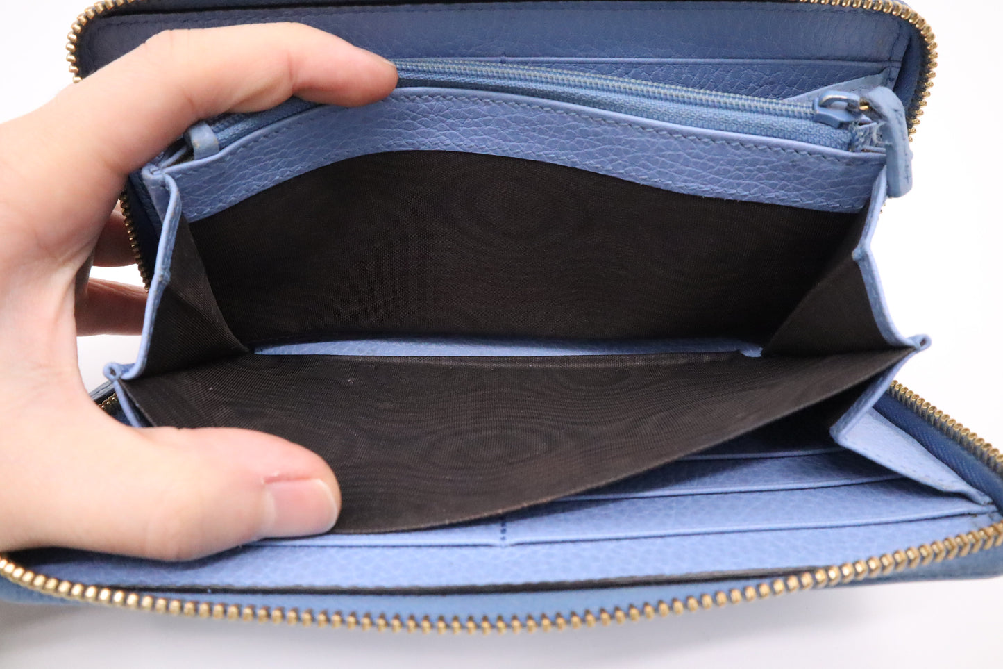 Gucci Zippy Wallet in Baby Blue Leather