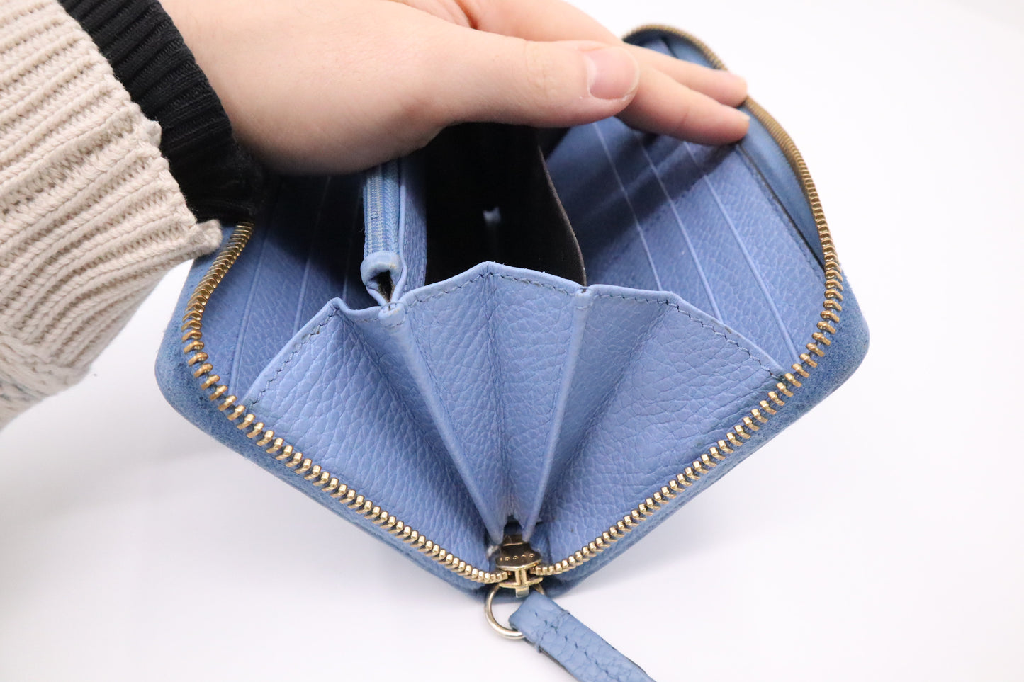 Gucci Zippy Wallet in Baby Blue Leather