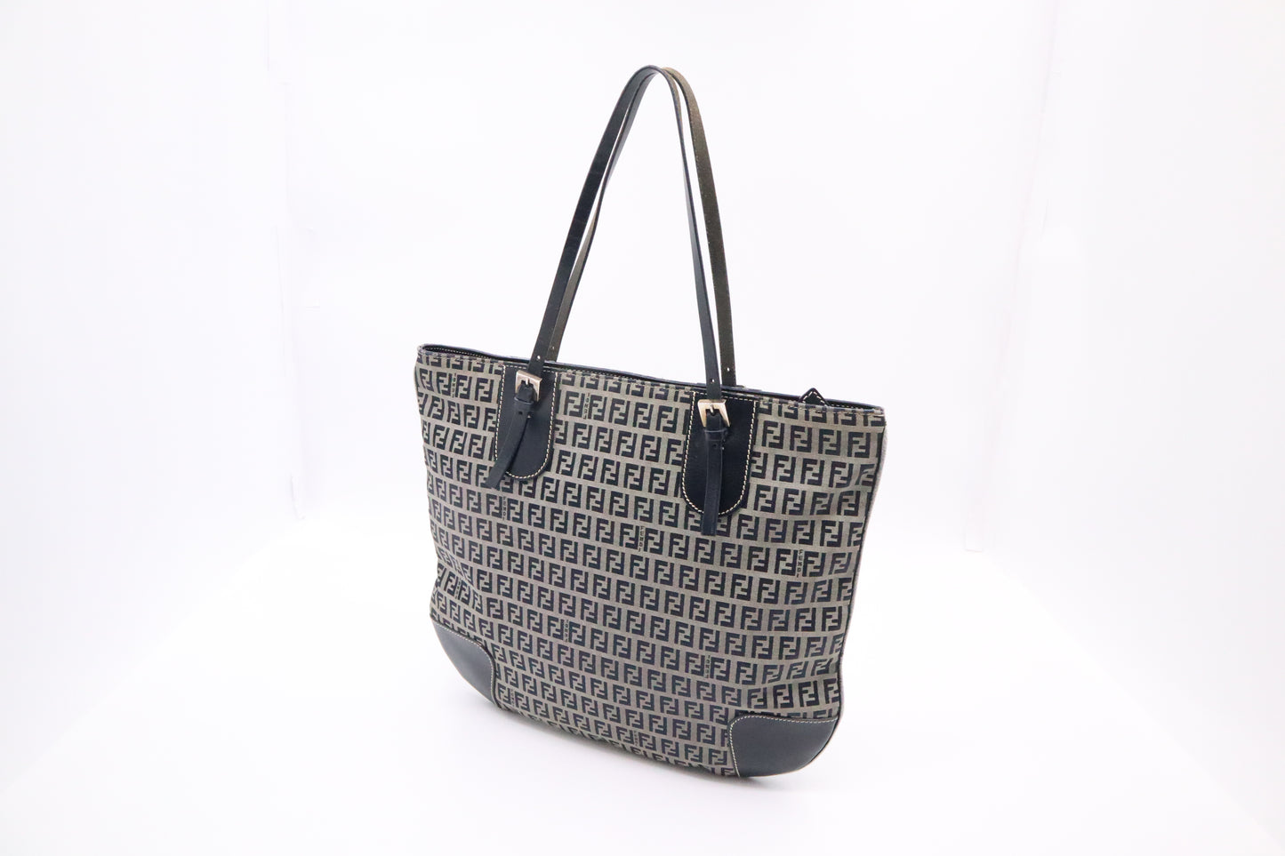 Fendi Tote in Navy Blue Zucca Canvas
