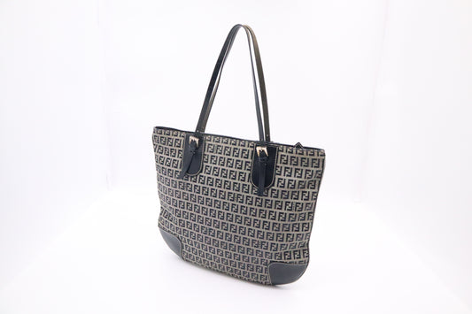 Fendi Tote in Navy Blue Zucca Canvas