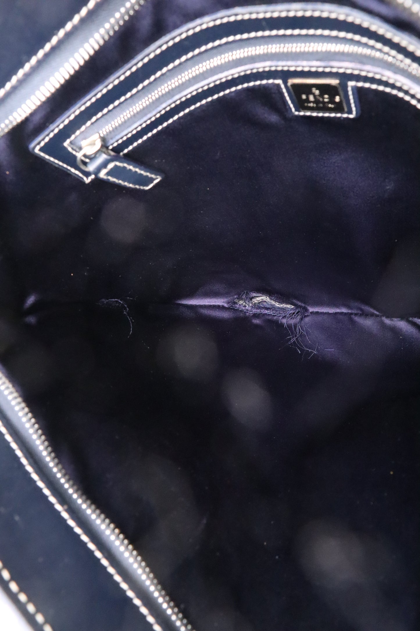 Fendi Tote in Navy Blue Zucca Canvas