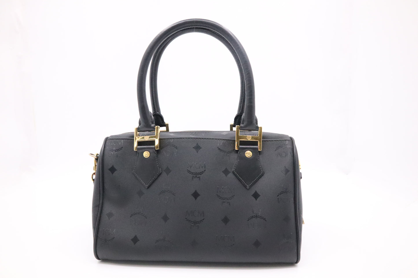 MCM Boston Bag in Black Visetos Patent Canvas