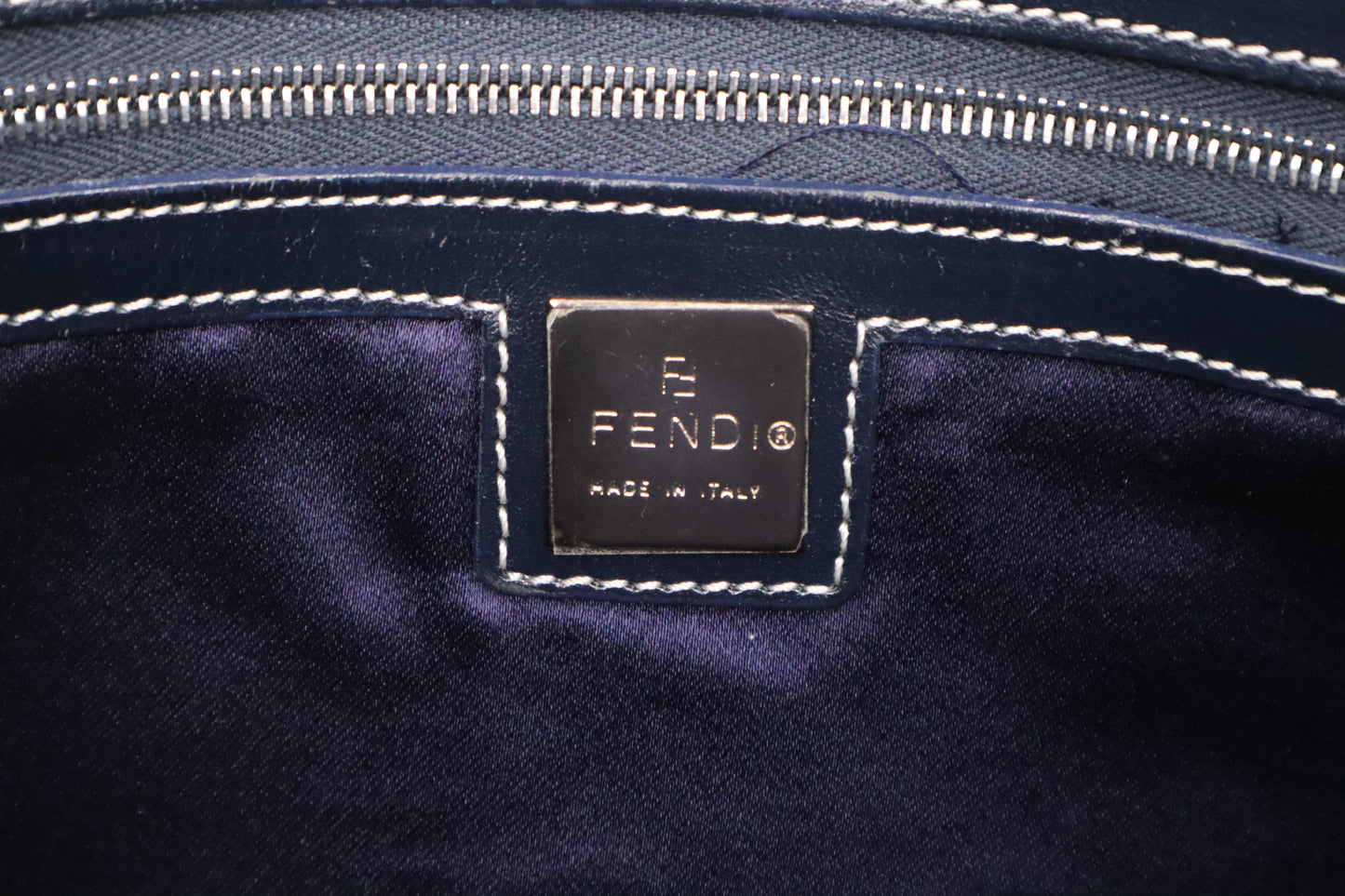 Fendi Tote in Navy Blue Zucca Canvas