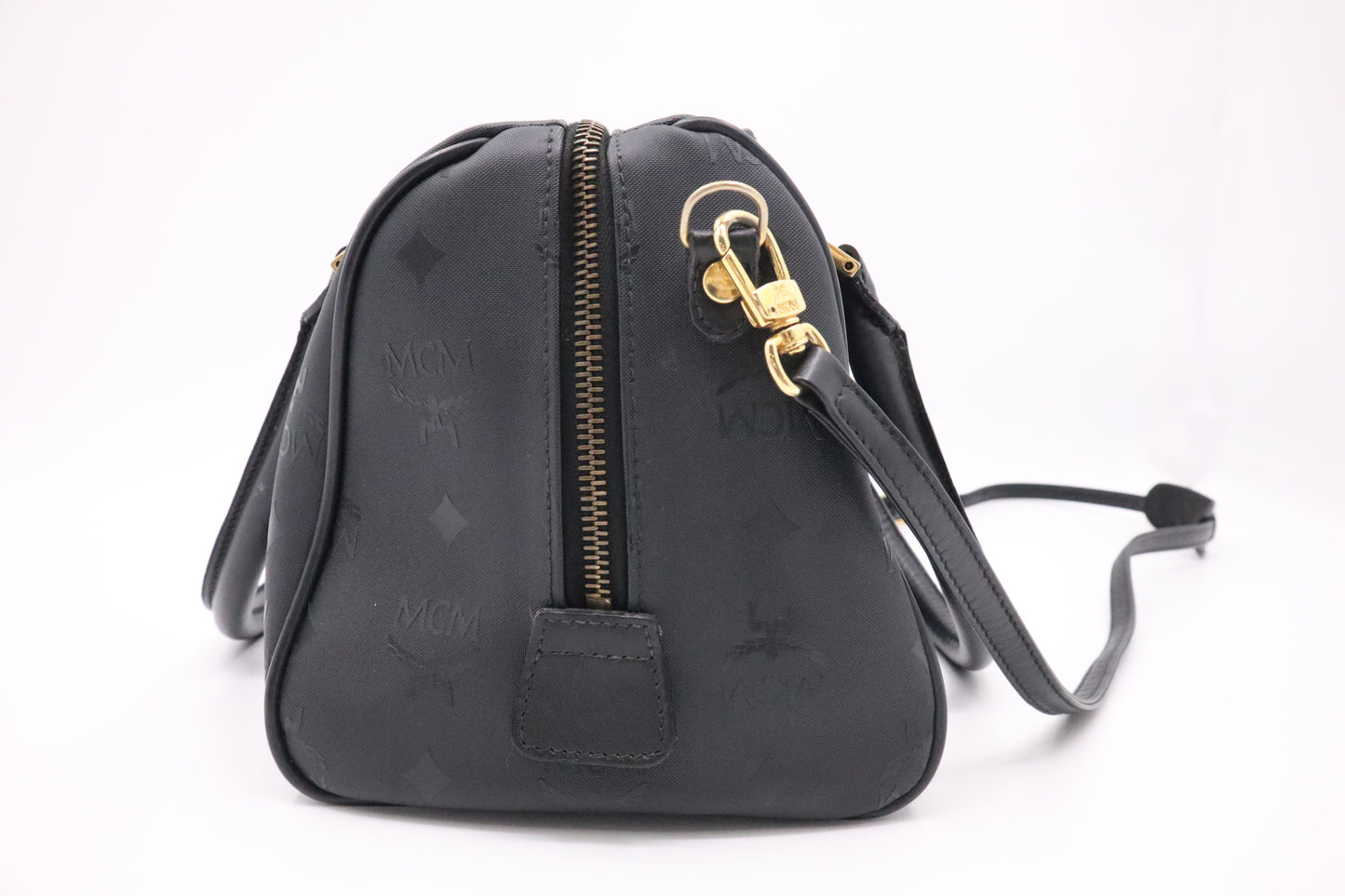 MCM Boston Bag in Black Visetos Patent Canvas