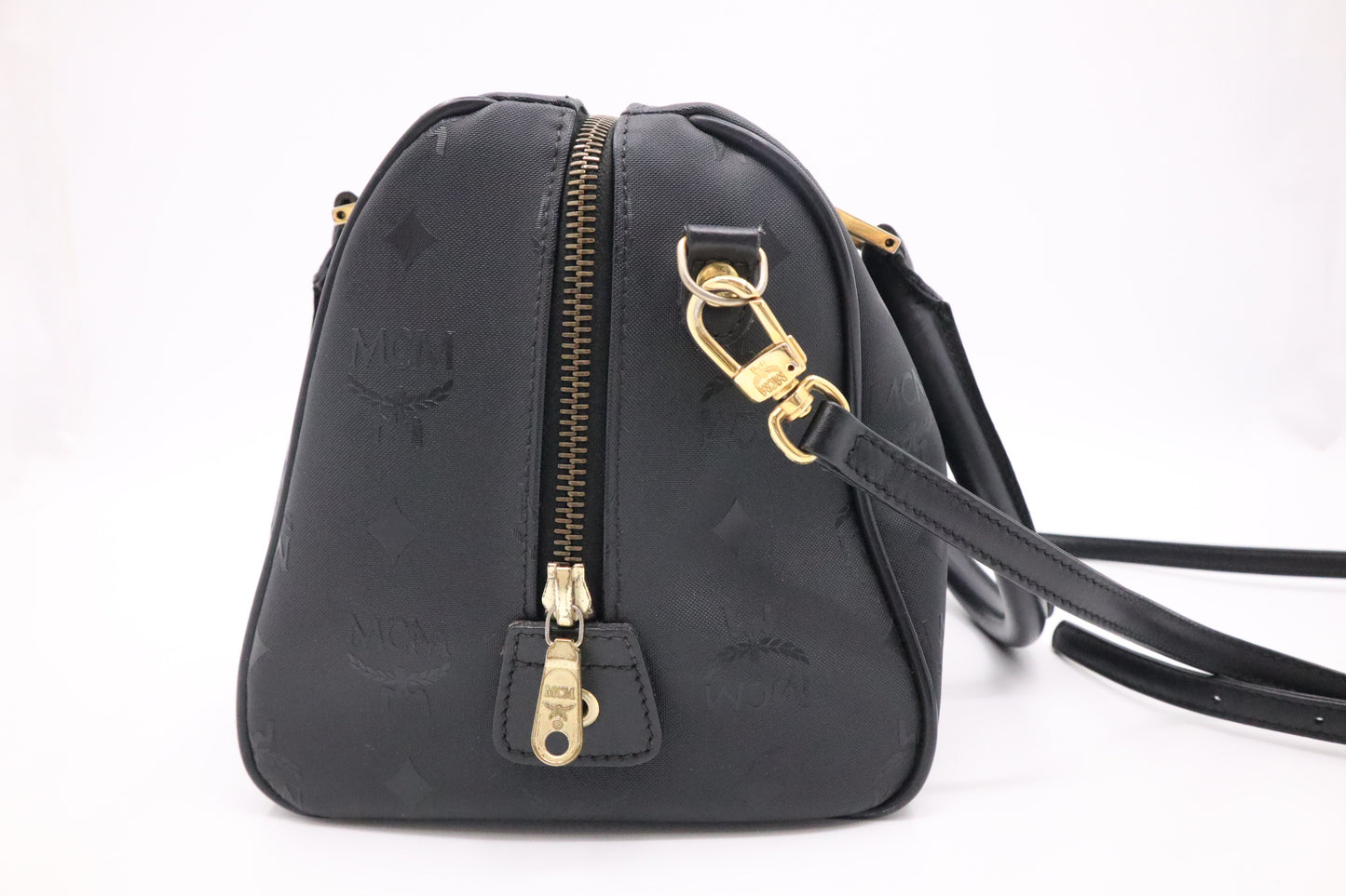 MCM Boston Bag in Black Visetos Patent Canvas