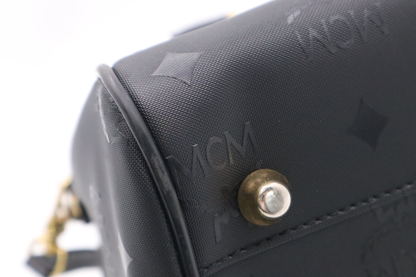 MCM Boston Bag in Black Visetos Patent Canvas