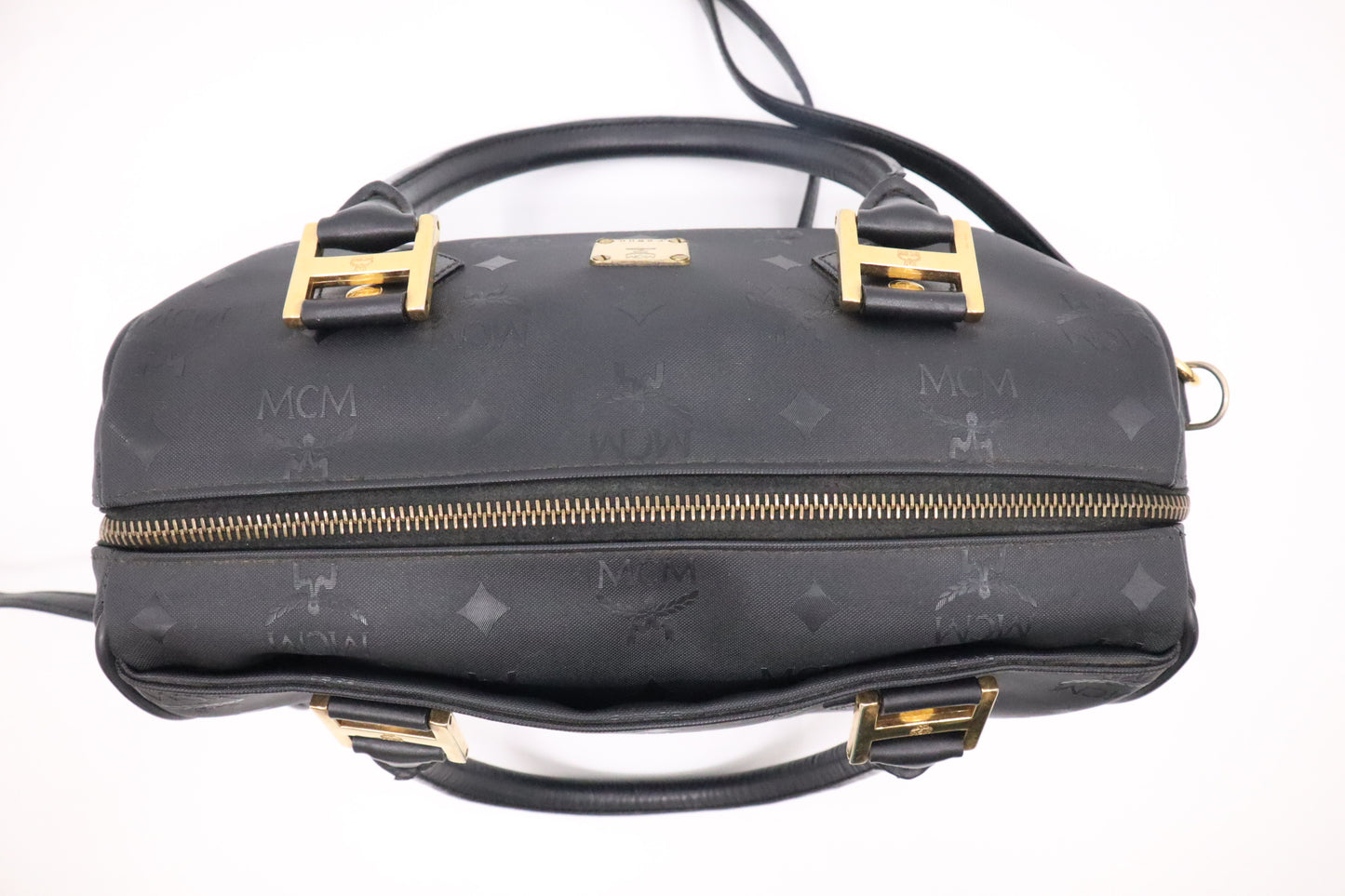 MCM Boston Bag in Black Visetos Patent Canvas