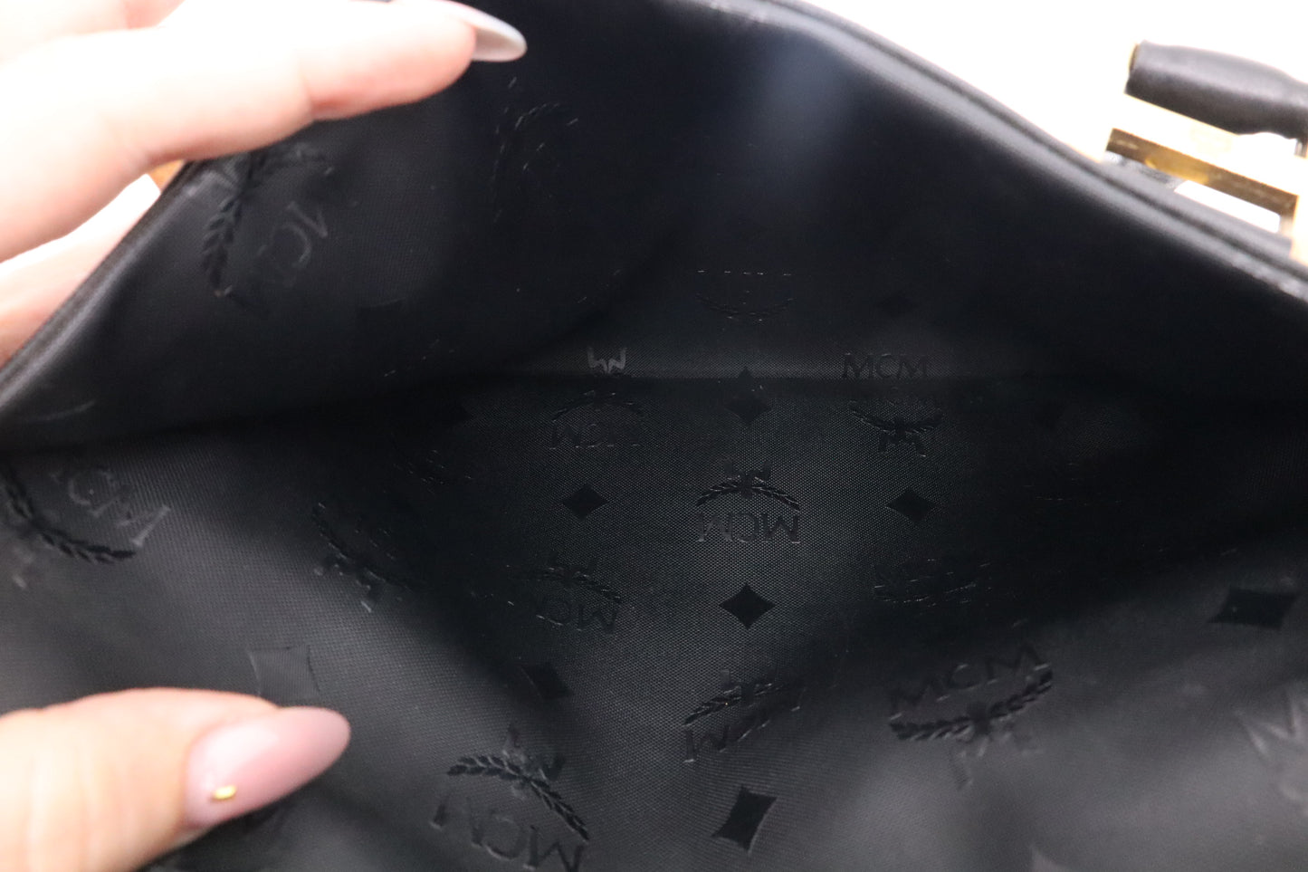 MCM Boston Bag in Black Visetos Patent Canvas
