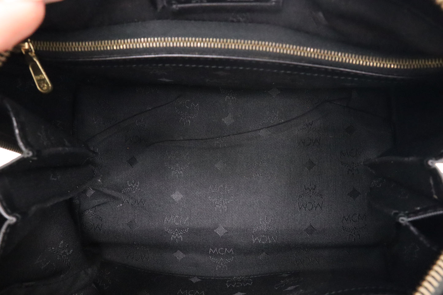 MCM Boston Bag in Black Visetos Patent Canvas