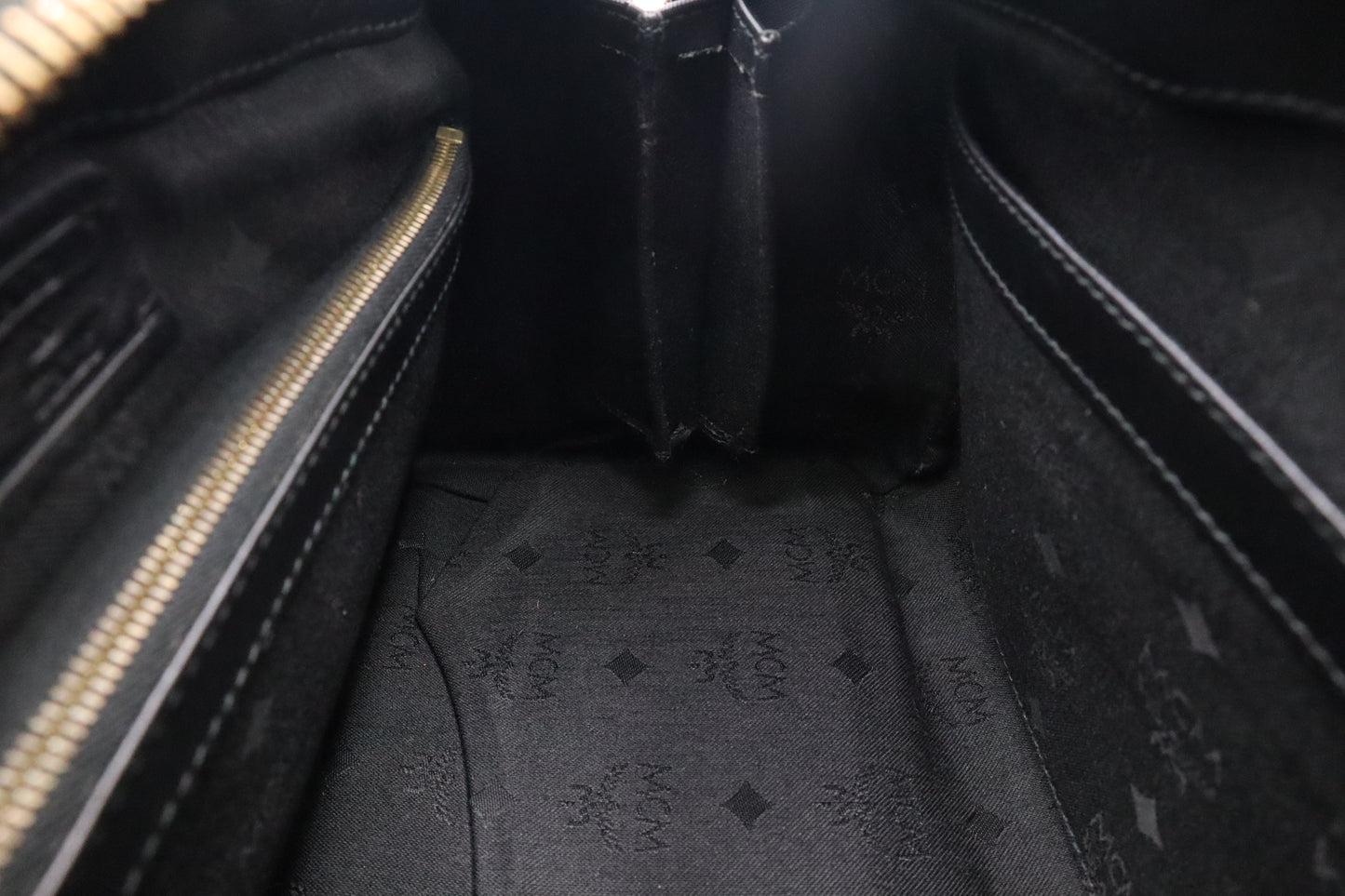 MCM Boston Bag in Black Visetos Patent Canvas