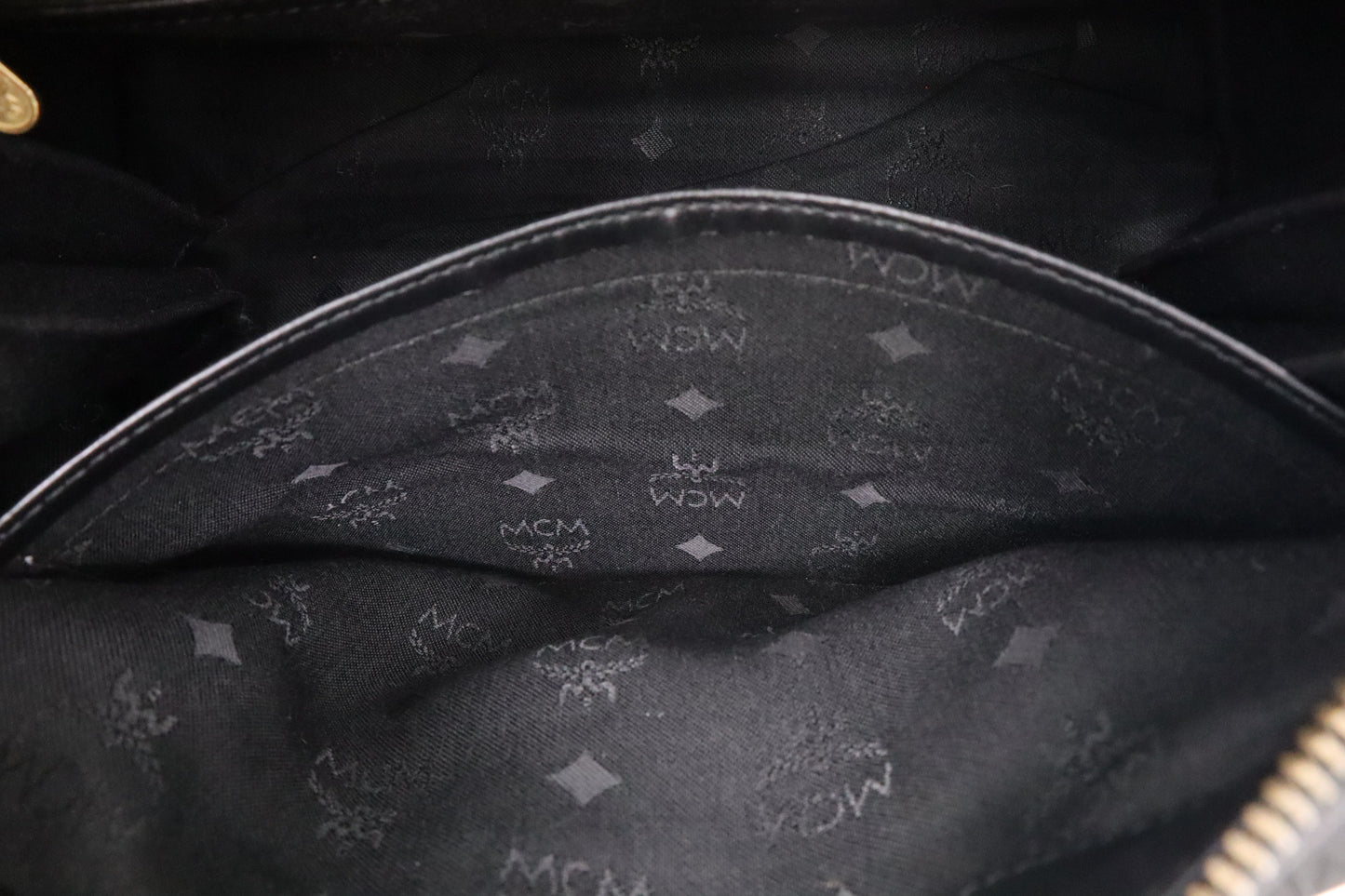 MCM Boston Bag in Black Visetos Patent Canvas