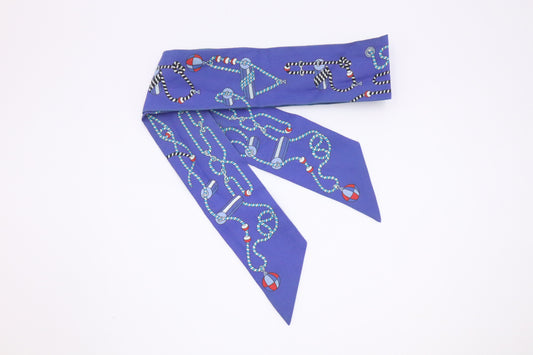 Hermes 'Cordages' Twilly in Blue Silk