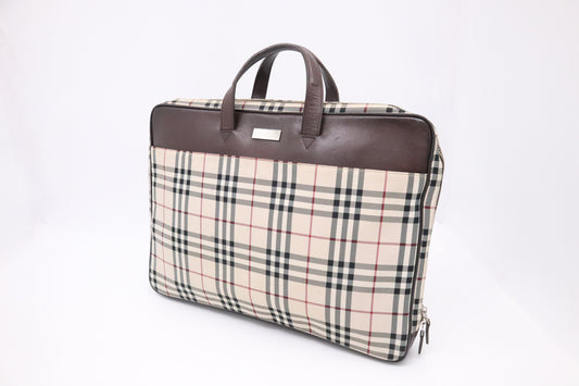 Burberry Business Bag in Beige Check Canvas