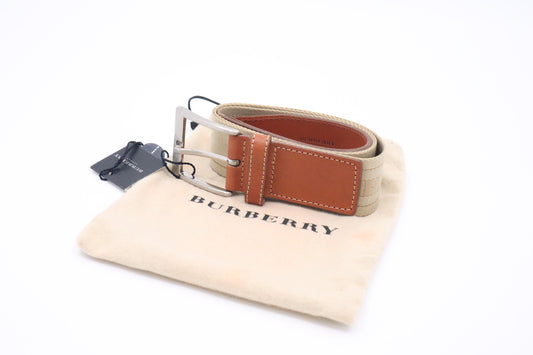 Burberry Belt in Beige Webbing & Brown Leather
