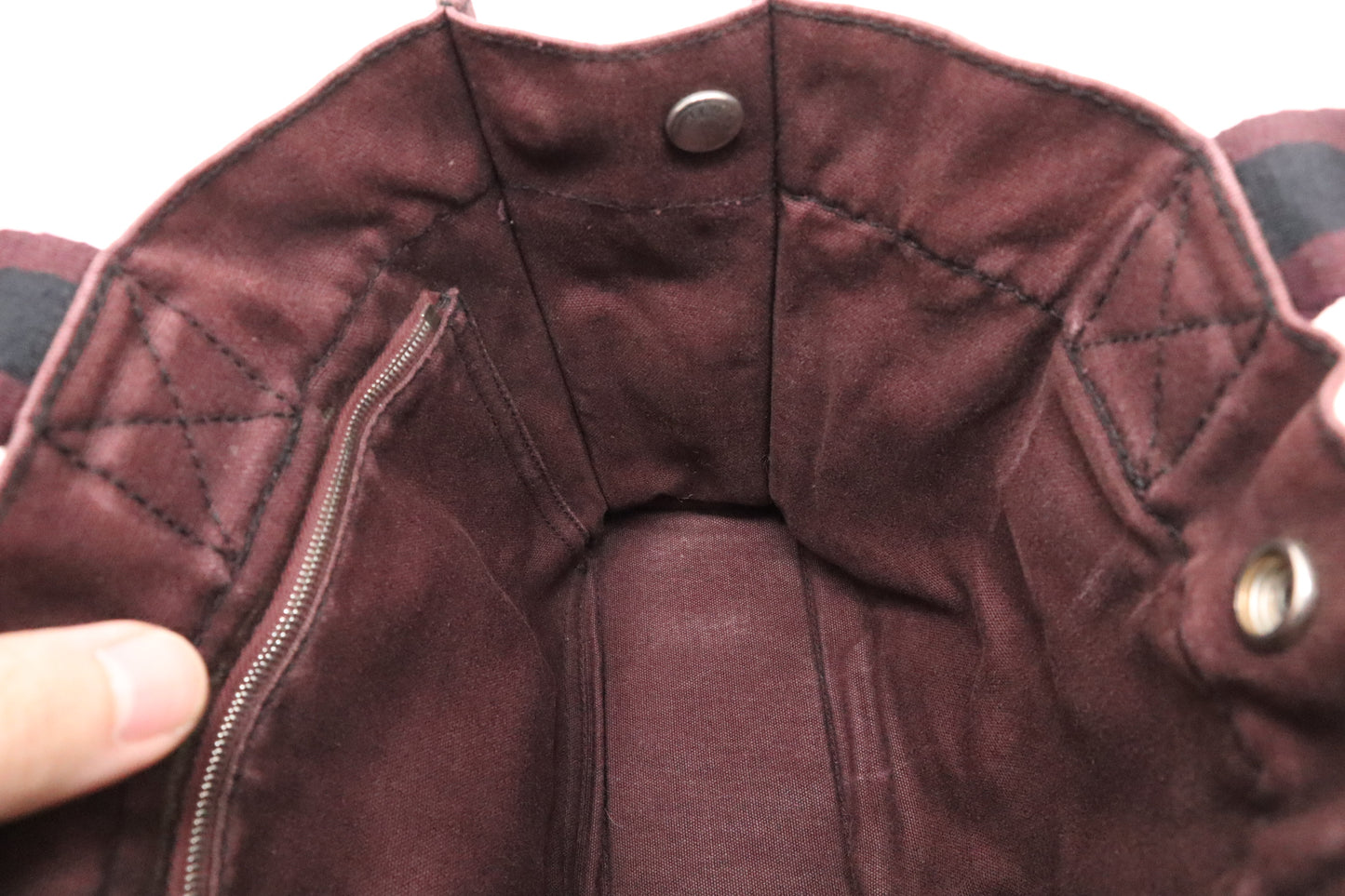 Hermes Fourre-Tout PM in Navy and Maroon Canvas