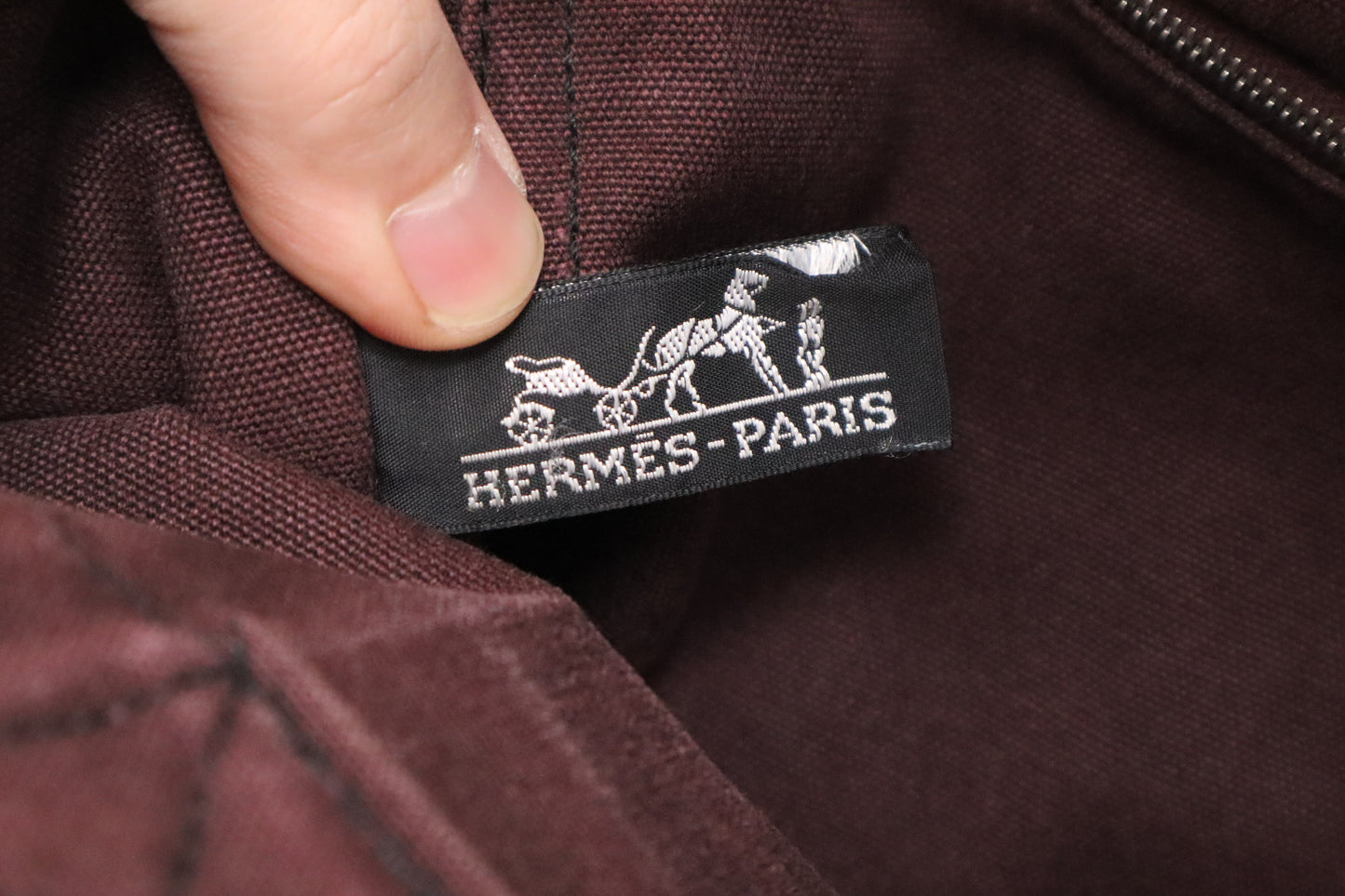 Hermes Fourre-Tout PM in Navy and Maroon Canvas