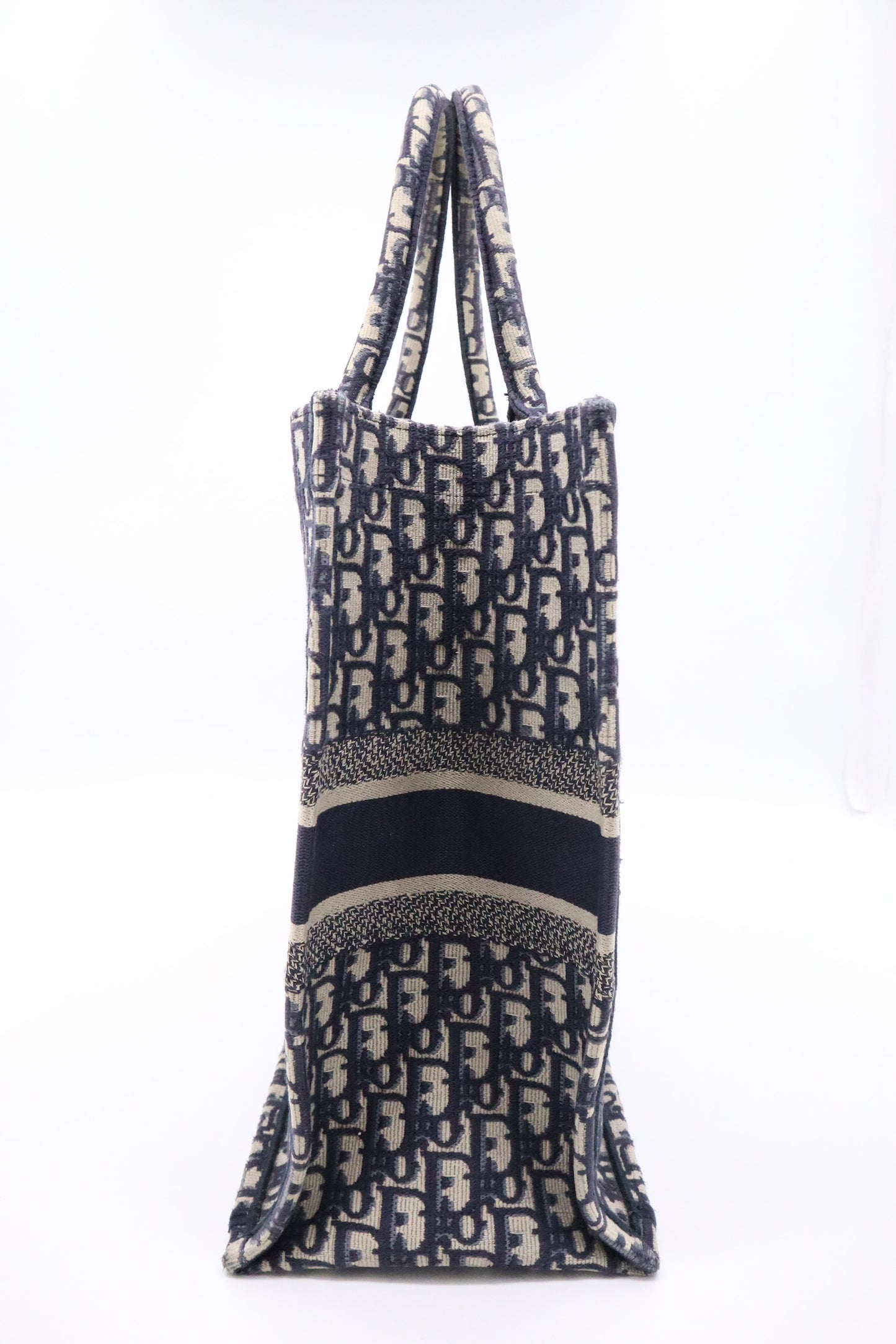 Dior Large Book Tote in Navy Oblique Embroidery Canvas