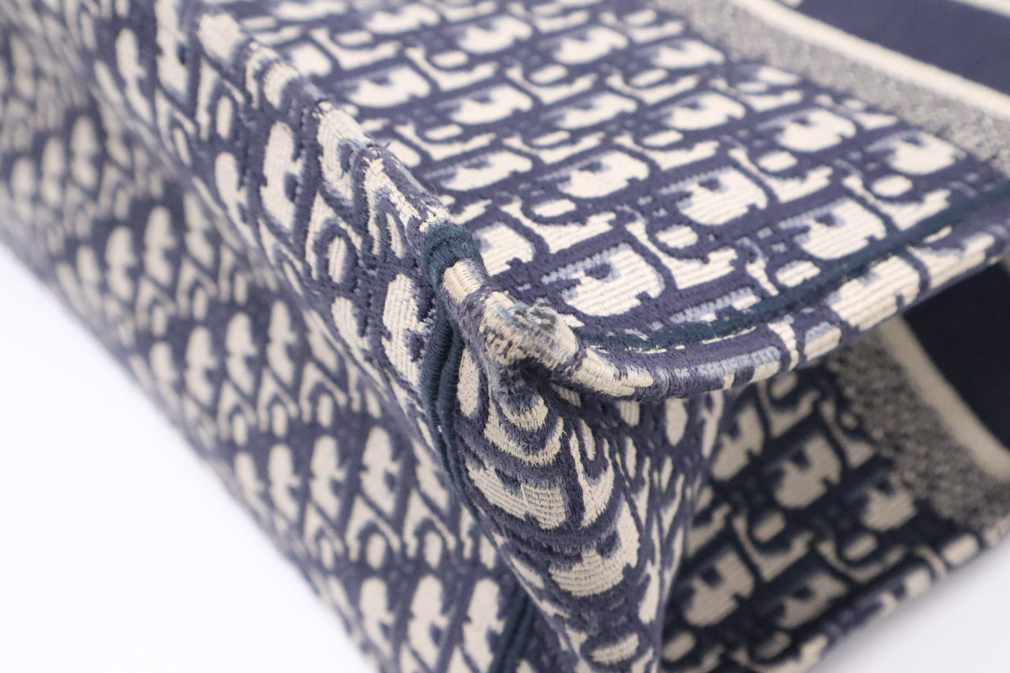 Dior Large Book Tote in Navy Oblique Embroidery Canvas