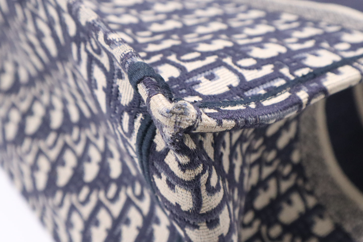Dior Large Book Tote in Navy Oblique Embroidery Canvas