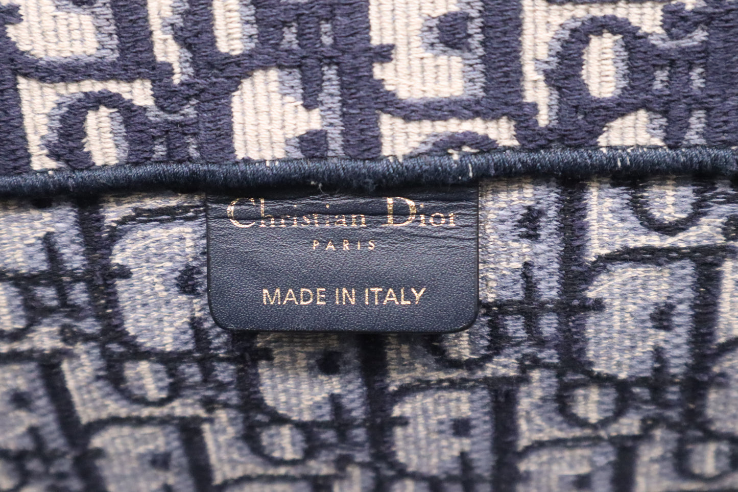Dior Large Book Tote in Navy Oblique Embroidery Canvas