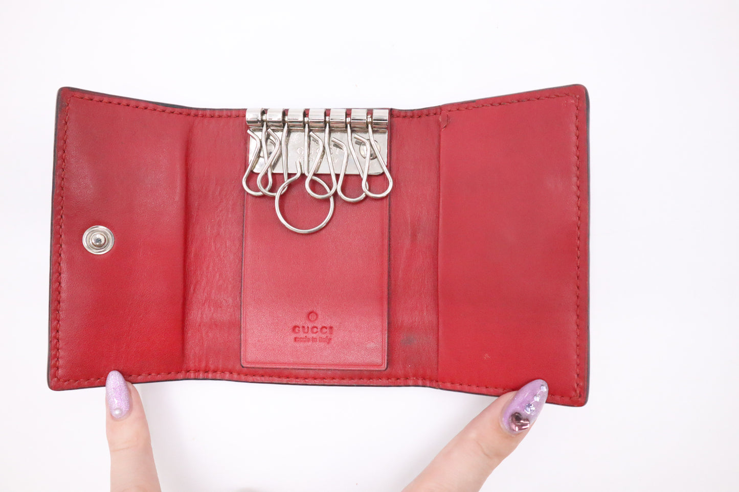 Gucci Key Case in Red Guccissima Leather