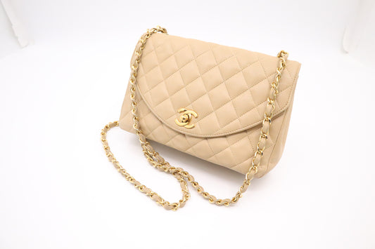 Chanel Round Flap in Beige Leather