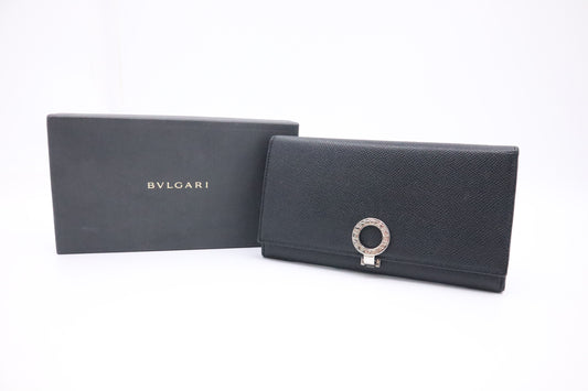 Bvlgari Long Wallet in Black Leather