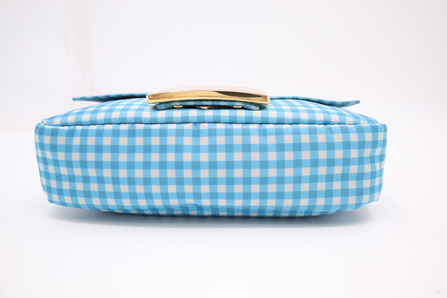 Fendi Convertible Mini Baguette Satchel in Blue Checked Nylon