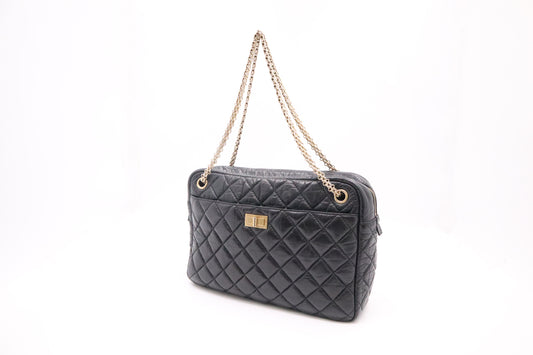 Chanel Reissue 2.55 Shoulder Bag in Black Leather