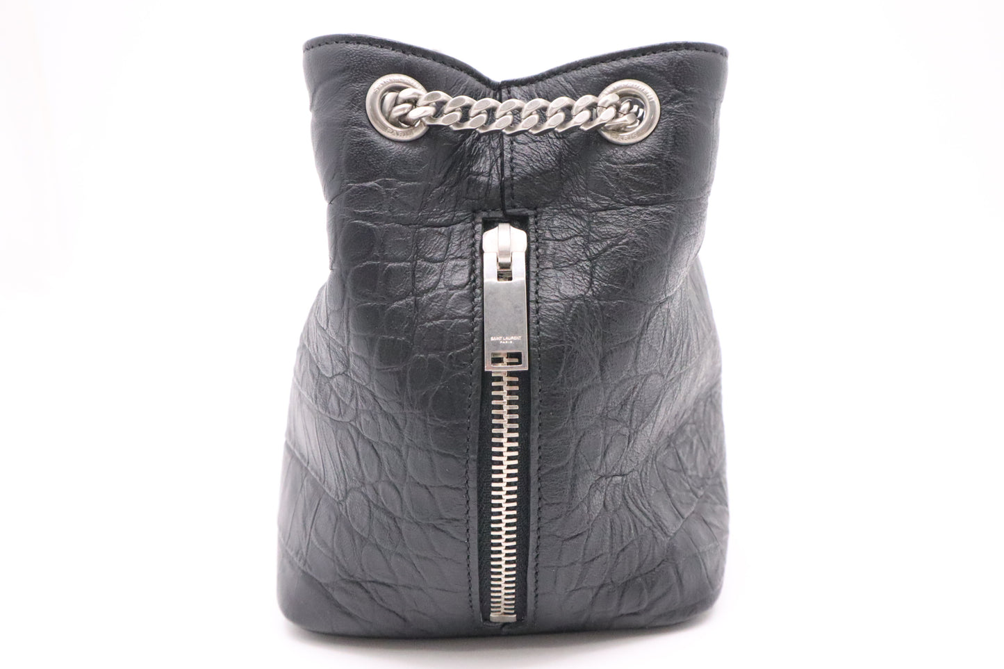 YSL Saint Laurent Mini Bucket Shoulder Bag in Black Leather
