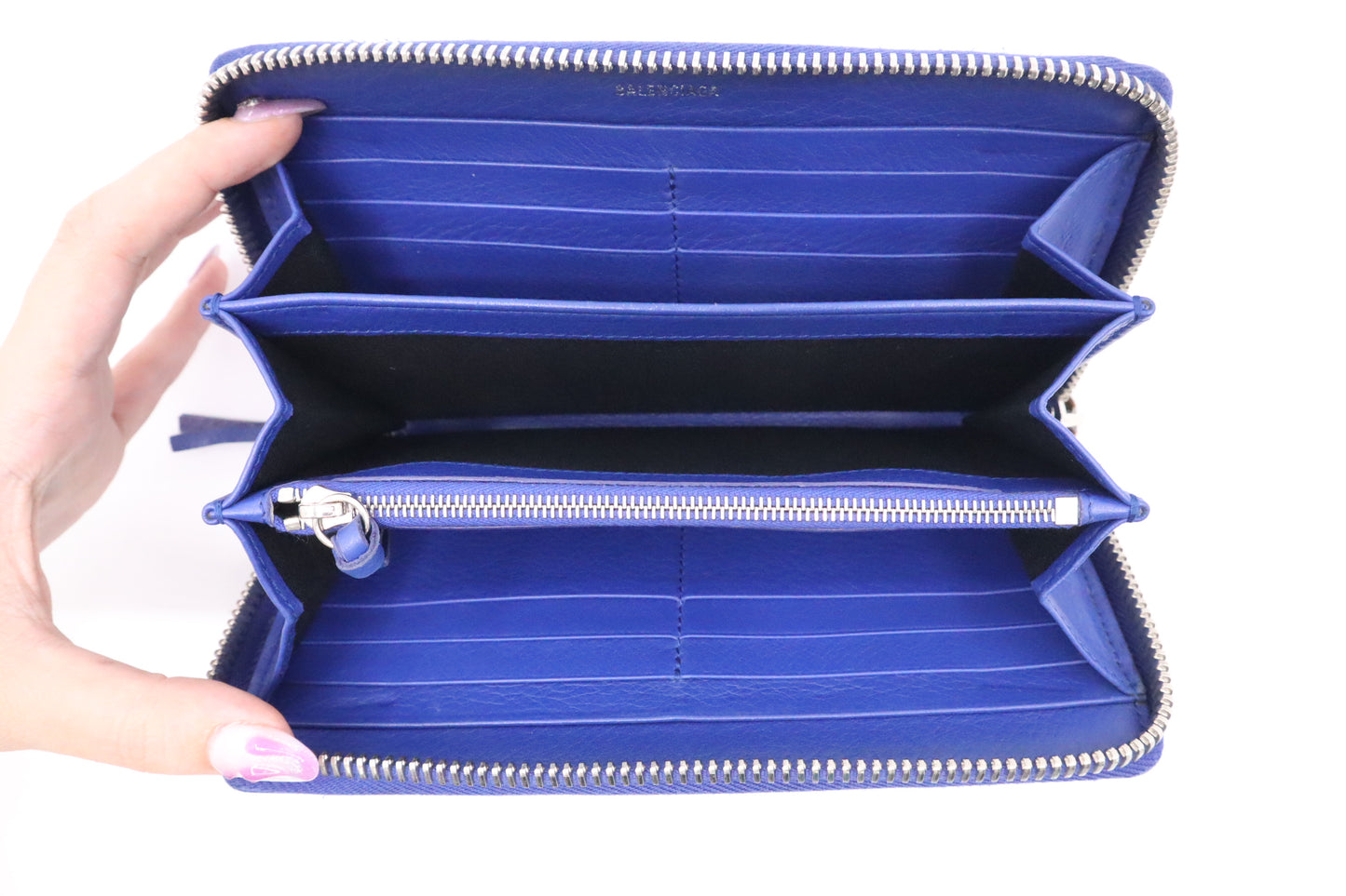 Balenciaga Zippy Long Wallet in Blue Leather