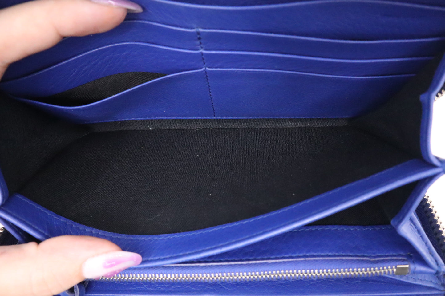 Balenciaga Zippy Long Wallet in Blue Leather