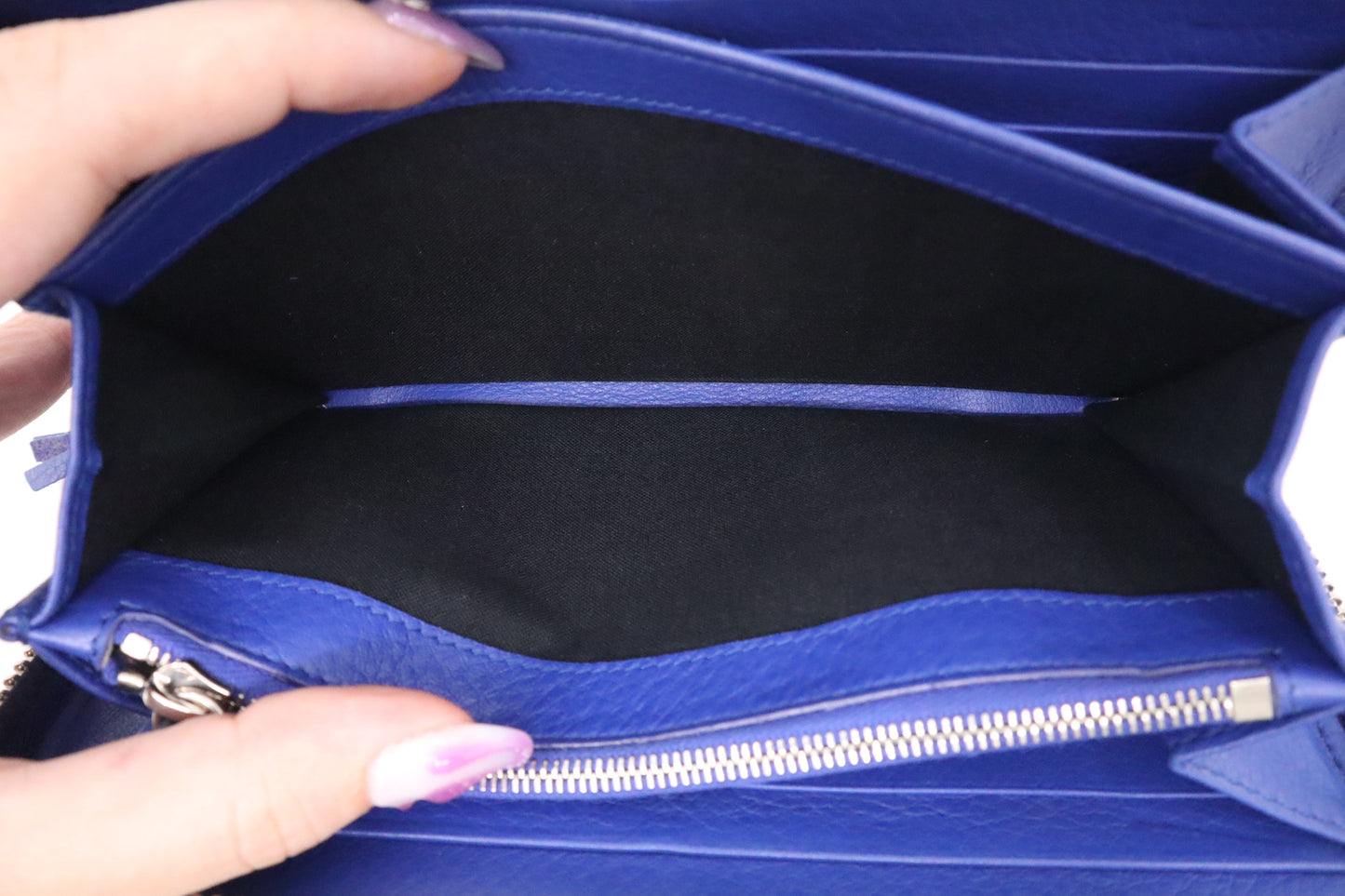 Balenciaga Zippy Long Wallet in Blue Leather