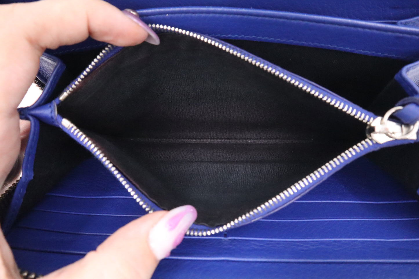 Balenciaga Zippy Long Wallet in Blue Leather