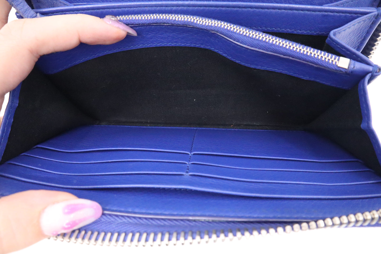 Balenciaga Zippy Long Wallet in Blue Leather