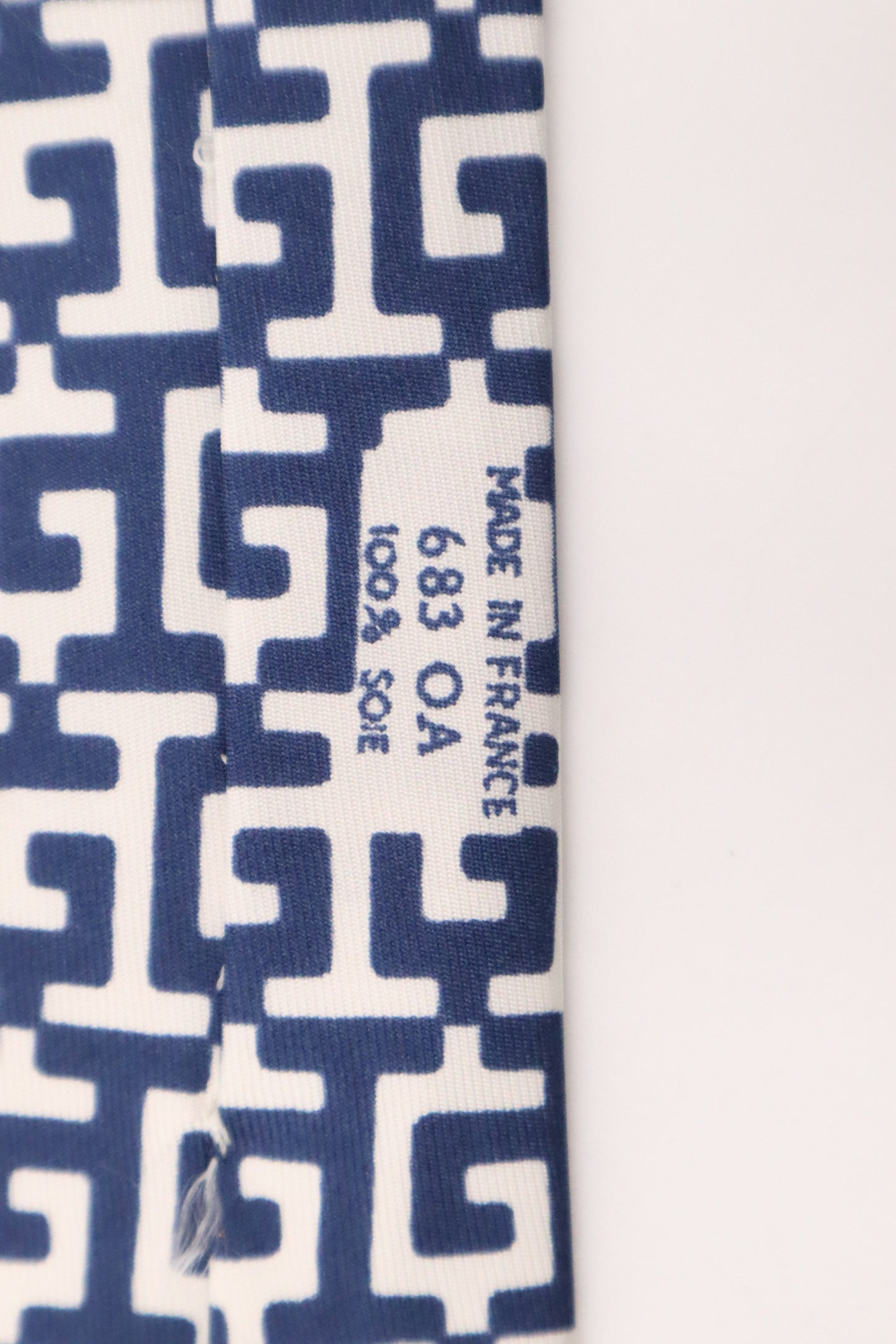 Hermes Tie in Blue and White Silk