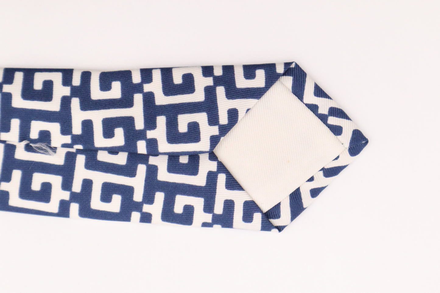 Hermes Tie in Blue and White Silk