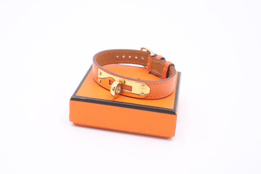 Hermes Kelly Bracelet in Orange Leather
