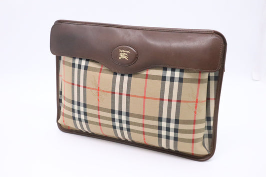 Burberry Clutch in Brown Check Canvas