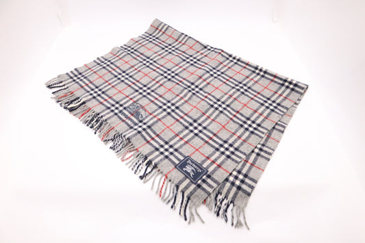Burberry Scarf in Grey Checked Wool