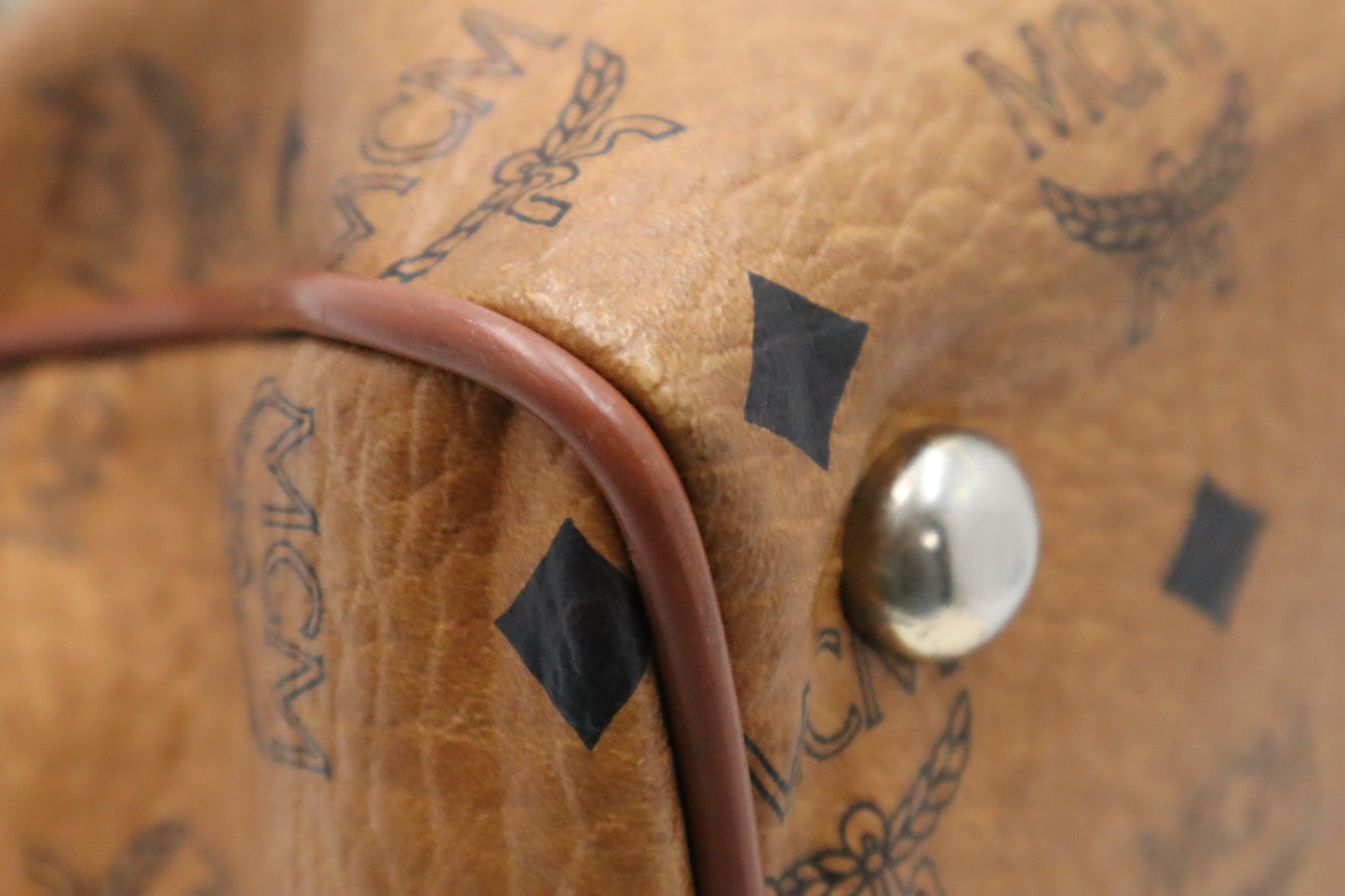 MCM Boston Bag in Cognac Visetos Canvas